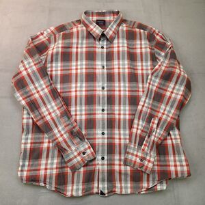 UNTUCKit Button Up Flannel Shirt Men 3XL Red Gray Plaid 100% Cotton Long Sleeve